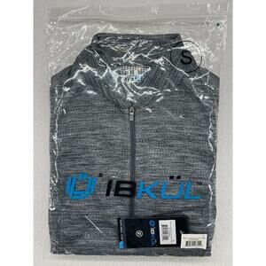 IBKUL Top Womens S 1/4 Zip Space Dye Mini Grid Golf Long Sleeve Mock Black NEW